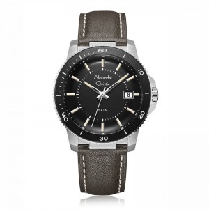 Alexandre Christie AC 6141 Silver Black Grey Leather MDLSSBA